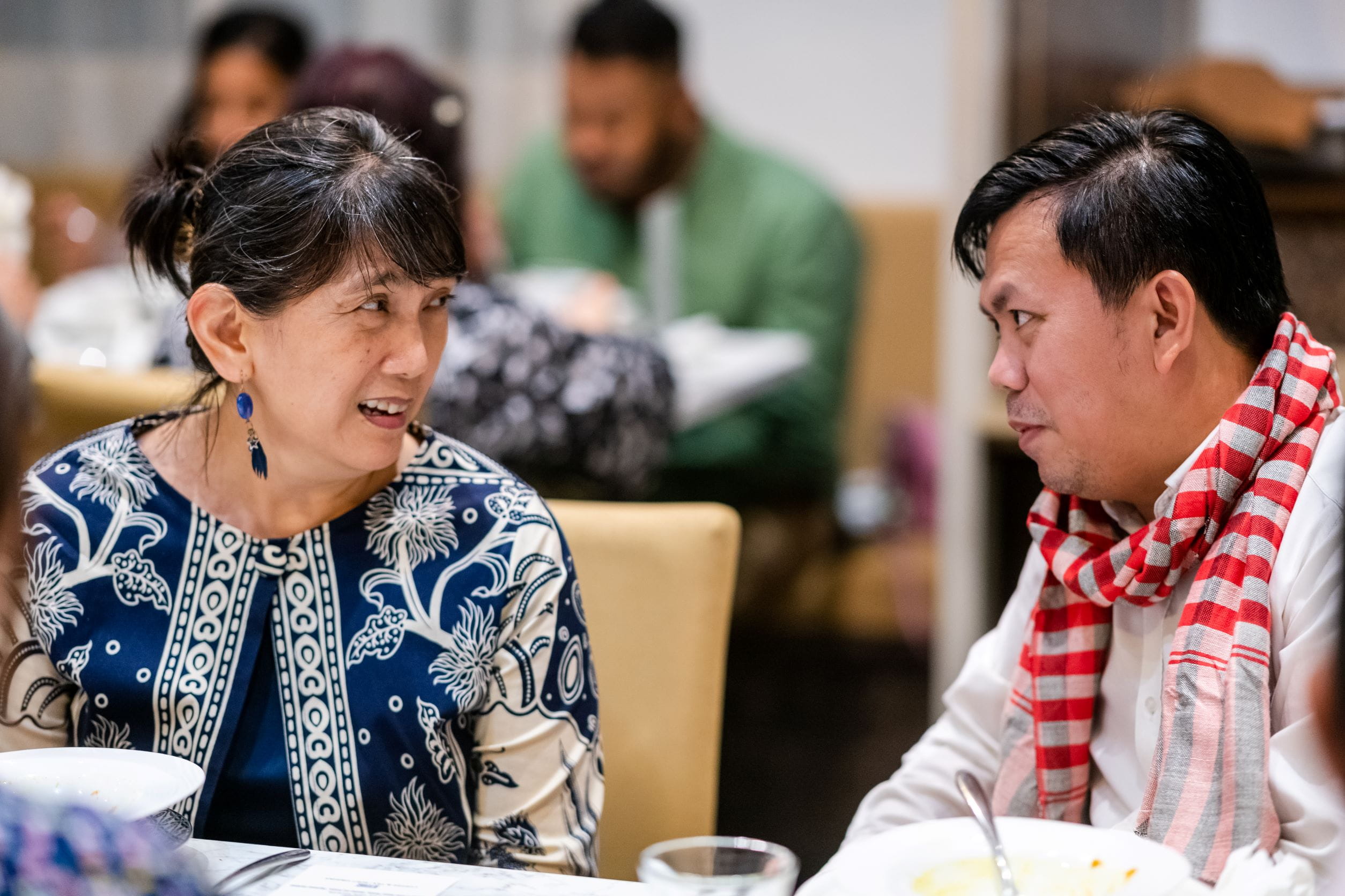 Cambodian journalist Thai Sothea from Cambonomist (right) meeting Citizen Ambassador Prof Celia Tan, a specialist healthcare volunteer at SIF